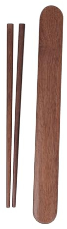 OUNONA Black Walnut Wood Portable Chopsticks Case Reusable Wooden Utensils for Travel Restaurant Home Picnic