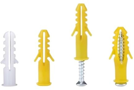 KXAOXGRC Schrauben und Dübel Set, 50 stücke M6 M8 M10 M12 Gerippte Kunststoff Anker Wand Rohr Wand Stecker for Selbst-Schrauben(White,M8)