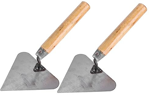 jojofuny 2piezas Herramientas De Construcción Paleta Triangular Espátula Moldeadora Acero Inoxidable Mango De Madera