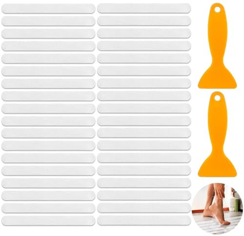 36PCS Non Slip Bathtub Stickers, Transparent Non-Slip Strip Sticker High Adhesive Shower Sticker Anti Slip Grip Sticker Safety Tape Mat to Prevent Slip with Scraper easy to remove for Bathtubs Showers