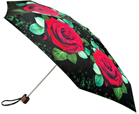 Fulton Tiny Umbrella, Huge Rose Print, Ultra Compact, Lightweight Wind Resistant Frame