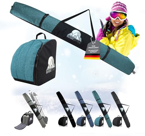 Rawstyle Skitasche Ski-Schuh-Tasche Kombi-Set 160cm 180cm Modell 3 | Wasserdicht, Ski Bag, Ski Cover, Wintersport
