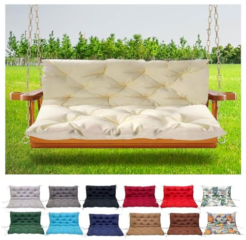 Outdoor-Bank-Schaukelkissen, wasserdicht, rutschfest, Ersatz-Sitzpolster für Garten- und Terrassenmöbel, 10,2 cm dick, Sitz- und Rückenkissen, Beige, 120 x 100 x 10 cm