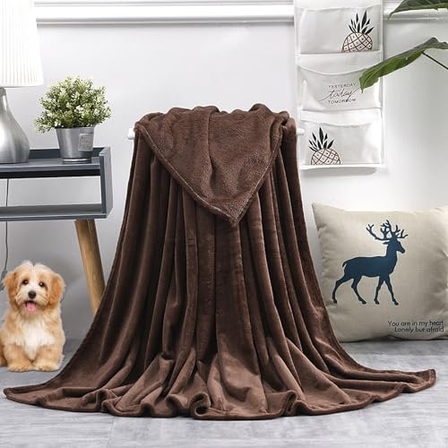 GAIFNAG Kuscheldecke Decke Sofa Strickdecke 150 x 180 cm Baumwollmix Weich, Warm & Waschbar Decke Weich Sofaüberwurf für Bett Sofa Schlafzimmer Büro Home, Braun