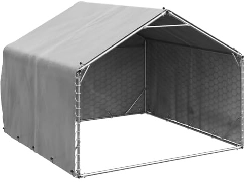 Tidyard Chenil d'extérieur pour Chiens Housse 2x2x1,5 m Acier galvanisé, Parc Enclos pour Animaux en Métal de Jardin, Clôture Chien Exterieur, Cage d'exercice pour Chiens Lapins Petits