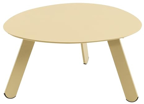 habeig Runder Gartentisch aus Stahl, 74x60x36cm, Grau-Schwarz, Belastbar bis 25kg (beige, 55x46x28cm) Gartenbeistelltisch #41055