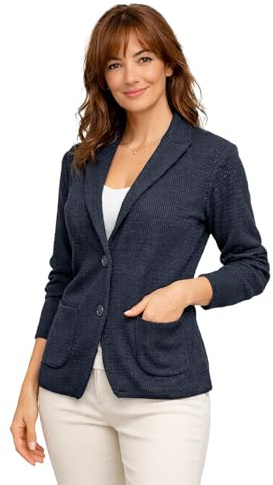 Blazer in Cotone, Giacca Jacket da Donna -Manica Lunga con Due Bottoni - Artigianale, Made in Italy - Casual, Classica Sportiva