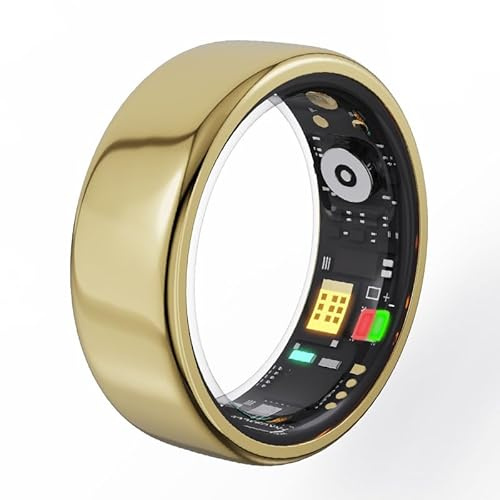 YUYTE Smart Ring Health Tracker per donne e uomini con monitoraggio del sonno, fitness, diverse modalità sportive, impermeabile IP68, contapassi (oro)