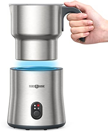 PARIS RHÔNE Mousseur à lait, 4 en 1, 400 ml, à induction, passe au lave-vaisselle, pour chocolat chaud, mousse de lait chaud/froid, lait chaud