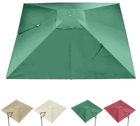 QSPNVFB Carré Auvent De Parasol Déporté 3x3m 8 Côtes Toile De Rechange pour Parasol Jardin Couverture De Rechange pour Parasol Piscine Anti-Ultraviolet(Green,3x3 m (10'x10') Single Top)
