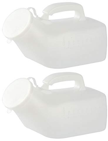 Urinflaska, Urinaler for män Tjock fast bärbar urinal, urininsamling for sjukhus, inkontinens, äldre, reseflaska och akut 2-pack-1000ml