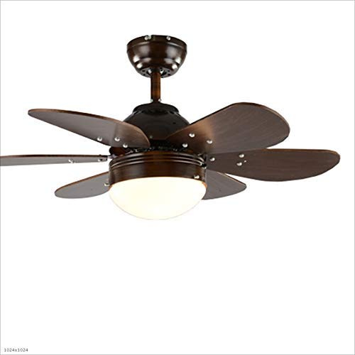 GGQEM Ventilador de Techo Retro con luz de 6 Hojas, lámpara de Techo de Madera Retro, Ventilador de Techo con luz silenciosa con Control Remoto Simple, Ventilador de Techo de 220 V (Tama