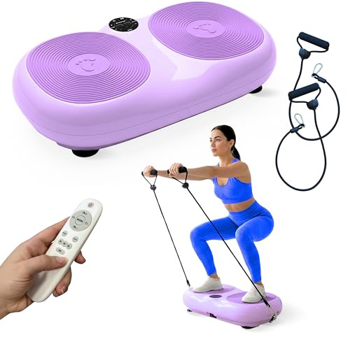 Mobiclinic®, Plateforme Vibrante, 99 Niveaux, 9 Programmes d'entraînement, Bandes Élastiques et Télécommande, 200W, Tonification et Entraînement du Corps, Idéale pour la Maison, Jusqu'à 150kg, Karol