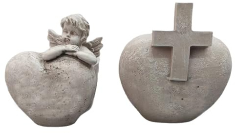 wkao Resin Angel and Cross Cemetery Memorials, Grave Decorations, Memorial Gifts, European-Style Statues