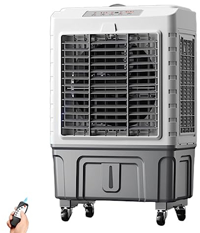 Ventilador portátil de aire acondicionado evaporativo, control remoto, 3 ajustes de velocidad, oscilación automática de 120°, ideal para el hogar, oficina, dormitorio, talleres