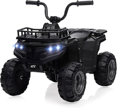 12v Quad Eléctrico para Niños con Diseño Resistente a Terremotos, Quad Eléctrico Infantil con Neumáticos Dentados, Luces LED y Música, Motores Dobles, Pedal, 2 a 5 Años