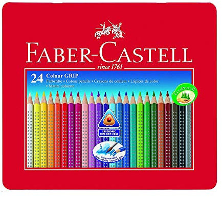 FABER-CASTELL 112423 - Farbstifte Colour GRIP 2001, 24er Metalletui