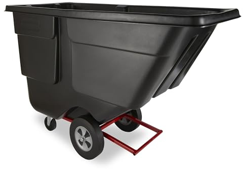 Rubbermaid Commercial Products Tilt Dump Truck/Trash Cart/Garbage Collection/Recycling 1 Cubic Yard Waste Collection 850 lbs capacity Black Office/Warehouse/Facility Management