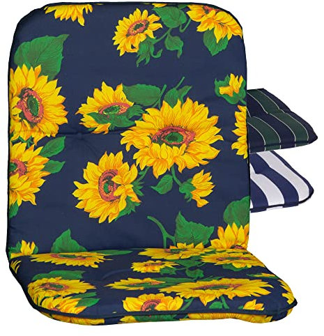 Beo Gartenstuhlauflage Gartenstuhlkissen Sitzkissen Polster für Niedriglehner Sonnenblumen blau, 001007, 1 Stück (1er Pack)