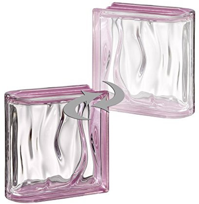 1 Stück BM Glasstein AQUA Reflex Amethyst einseitig satiniert (Milchglas) 19 x 19 x 8 cm - Endstein Vertikal