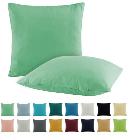 SHC by BaSaTex Jersey Kissenbezug, 2er Pack, 40x40 cm, Jade Mint Grün | 100% Baumwolle, Kissenhüllen, Kopfkissenbezug, Dekokissen Bezug