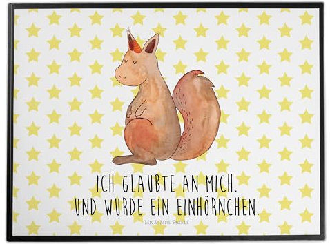 Mr. & Mrs. Panda Schreibunterlage Einhorn Glauben - Geschenk, Tischunterlage, Eichhörnchen, Einhörner, Eichhorn, schreibtischunterlagen, Unicorn, Schreibtisch Unterlagen, schreibtischunterlage