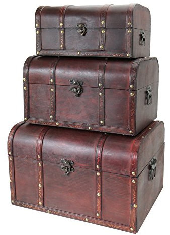 HMF 6406700 Scrigno del tesoro in legno | Set da 3 | Scatola di legno | Varie dimensioni | Portogallo