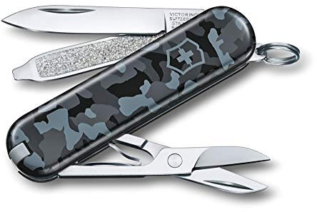 Victorinox, Classic SD, Coltellino Svizzero, Originale, Multiuso, Campeggio, 7 Funzioni, Lama, piccola, Lima per unghie, Navy Camouflage