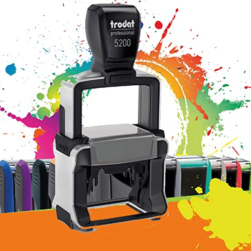 Trodat Metal Line 5200 - Professioneller Selbstfärbestempel mit 5 Zeilen zur Personalisierung – Textplatte 41 X 24 mm Inklusive