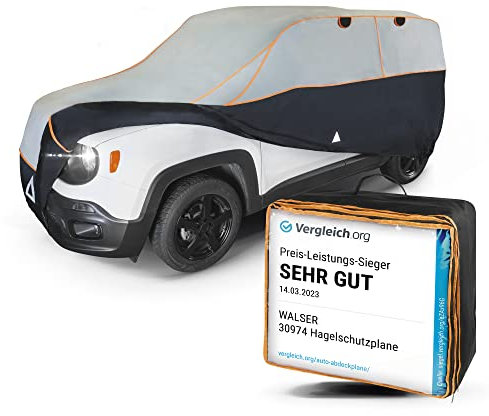 WALSER Auto-Hagelschutzplane, SUV-Hagelschutzgarage wasserdicht, Auto-Abdeckplane Perma Protect, atmungsaktive PKW-Abdeckung, Autoplane, Größe: M