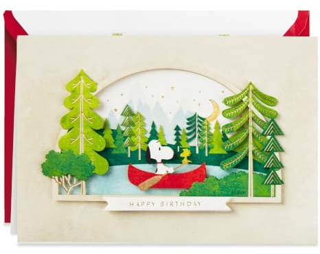 Hallmark Signature Peanuts Geburtstagskarte (Snoopy Canoe)
