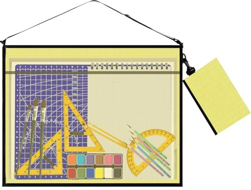 WISEPRO Kunst-Portfolio-Tasche, wasserdichter Griff, Poster-Organizer, Portfolio-Tragetasche für Kunstwerke, Zeichenblöcke, Diagramme und Unterricht, gelb, 19 x 25, Modern