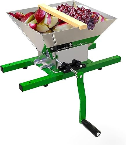 Trituradora de frutas portátil 7 L - Extractor manual de manzana para prensa de vino y sidra (acero inoxidable)