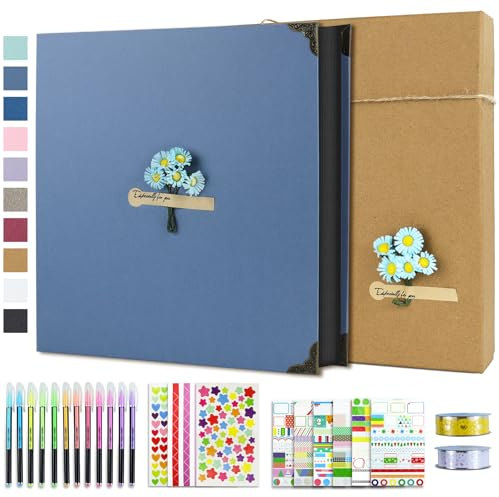 Vienrose Fotoalbum zum Selbstgestalten 30x30 cm, DIY Fotobuch | 60 Schwarzen Seiten Scrapbook, 10x15 Fotos Spiralalbum Geschenk für Absolvierte Geburtstag Weihnachten Hochzeit Familie Baby