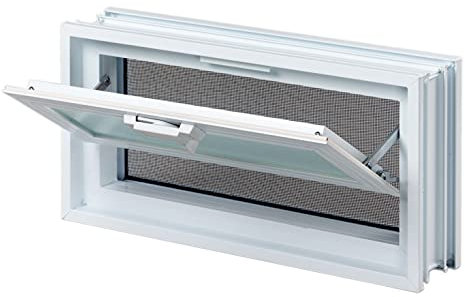 Finestra di ventilazione da inserire in una parete di vetromattoni o muratura | Dimensioni cm 38,4x19x8 | Unità di vendita 1 finestra