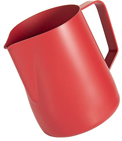 Dianoo Brocca per schiumare il latte, brocca a vapore, brocca per latte espresso, in acciaio inox, caffettiera, latte, 600 ml, rosso