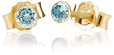 NKlaus Ohrstecker 333er Gelbgold 8 Karat, Zirkonia 3,5mm für Damen, 2 Stück | Butterfly-Verschluss
