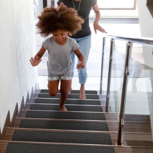 Hivexagon 15 x Antirutschstreifen Treppe Set Anti Rutsch Selbstklebende Stufenmatten Schwarz Rutsch Streifen als Rutschschutz Treppenstufen Matten (10 * 60CM)