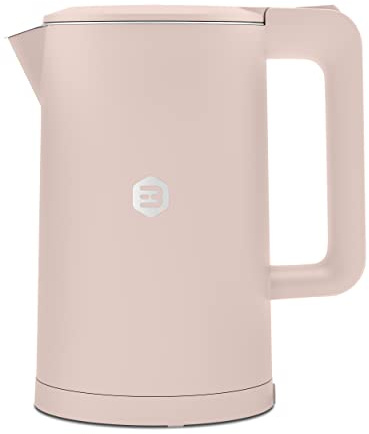 Balter Wasserkocher Edelstahl WK-4, 1,7 Liter, elektrischer Wasserkocher, Doppelwand Design, BPA frei, LED, Teekocher Kompakt, leise (Pink)