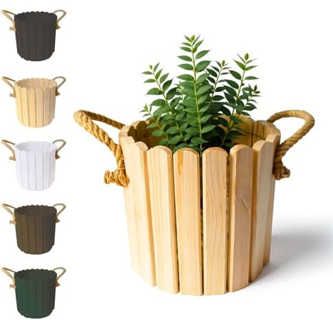 Floranica maceteros Decorativos Interior macetas de Pino Decorativas Cuerda de Yute cubremacetas Exterior Grandes 33 x 30cm Naturale