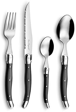 LOU LAGUIOLE - Coffret 24 couverts de table pour 6 personnes - Rustic - Acier inoxydable 18/0, Finition Standard - Gris