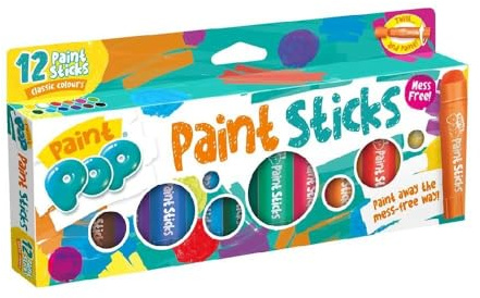 Paint Pop Paint Sticks 12 Pack Assorted - Kids Washable Drawing Crayon