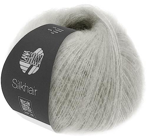 LANA GROSSA Silkhair | Feines Lace-Garn aus Superkid Mohair mit Seide | Handstrickgarn aus 70% Mohair (Superkid) & 30% Seide | 25g Wolle zum Stricken & Häkeln | 210m Garn FB 184