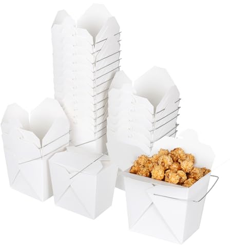 ZMCYN Confezione da 50 scatole cinesi da asporto, 473,6 ml, scatole per alimenti cinesi da asporto, scatole per noodle, scatole per bomboniere per fast food, pasta, pollo, insalata