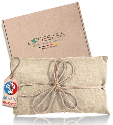 LATESSA® Kirschkernkissen Mikrowelle, aus feinsten Leinen, modern nachhaltig & fair, hochwertiges großes Körnerkissen für Nacken Schulter Bauch & Rücken Wärmekissen für Baby Kinder & Erwachsene