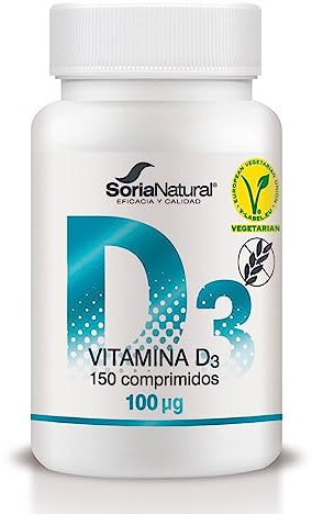 Soria Natural Vitamina D3 4000 UI (100 μg) - Vitamina d Vegana Ayuda a reforzar el Sistema Inmunitario, Huesos, Músculos y Dientes Fuertes | 150 Comprimidos para 5 meses | Vitaminas Mujer y Hombre