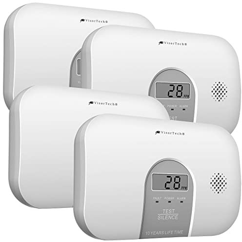 VisorTech Kohlenmonoxid Messgerät: 4er-Set Kohlenmonoxid-Melder, 10-Jahres-Sensor, 85 dB, EN 50291 (Kohlenmonoxid Alarm, Kohlenmonoxid Alarmdetektoren, Rauchmelder)