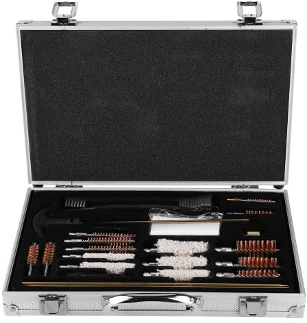 Changor Herramientas de Limpieza, Carcasa Interior de Esponja, Kit de Limpieza Universal Práctico Y Duradero con Caja de Aluminio para Pistola, Escopeta, Arma de Fuego