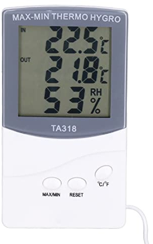 Innen-Außen-Thermometer, Digitales Innen-Außen-Thermometer 25% Relative Luftfeuchtigkeit Bis 98% Relative Luftfeuchtigkeit – 50 Bis 70 °C mit Sonde, Großem Bildschirm,