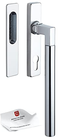 Beschläge Hamburg Hebe-Schiebetürbeschlag Bauhaus HSG 214-020 MPC PZ — Drehgriff für Hebe-Schiebe-Türen inkl. Griffmuschel außen, Chrom poliert, MIT PZ Lochung